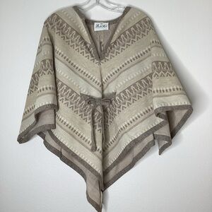 Vintage Butte Knit Poncho Double Knit Aztec Stripes O/S